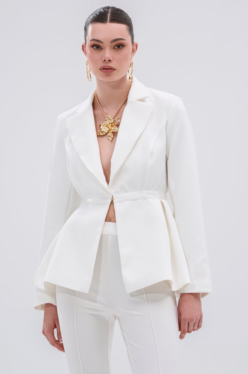 CANARY PEPLUM BLAZER IN WHITE