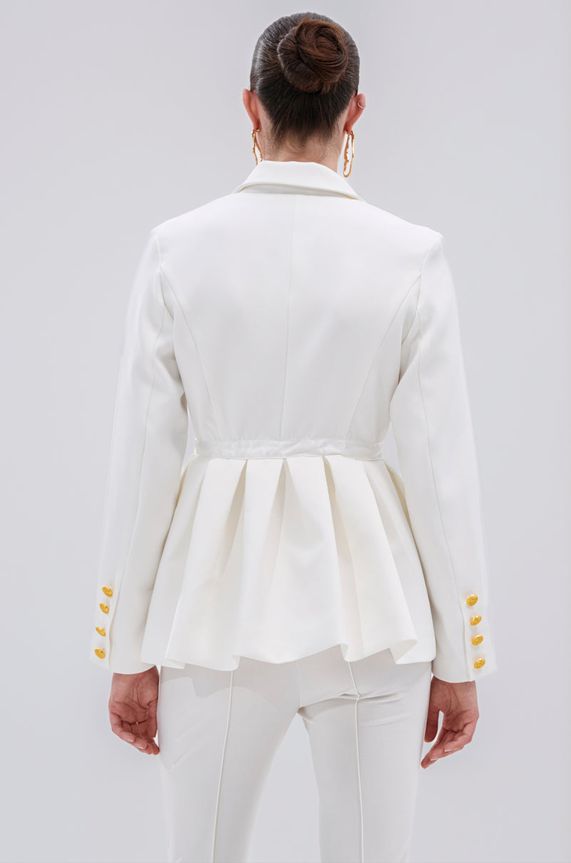 CANARY PEPLUM BLAZER IN WHITE