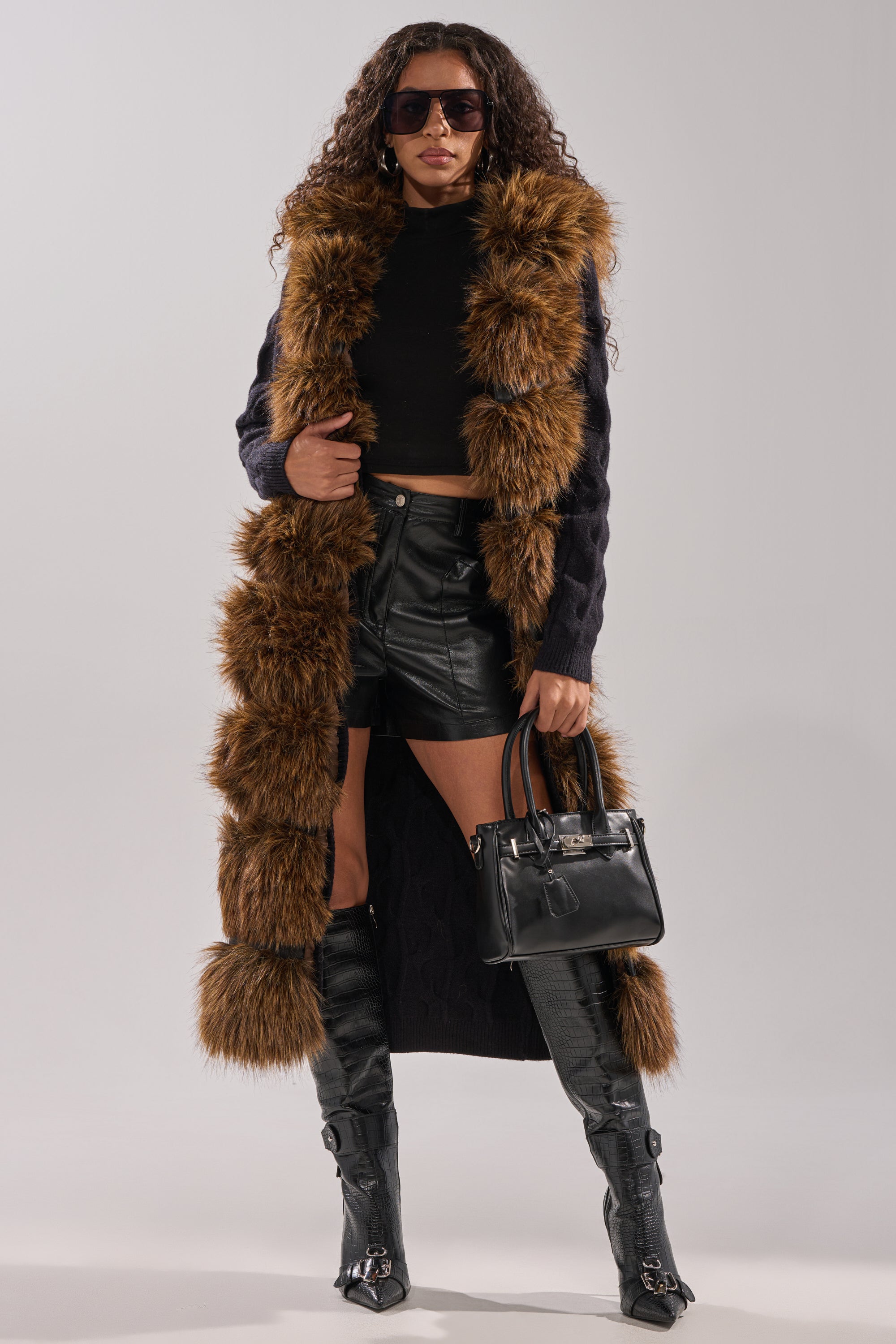 WARM ME UP LONG CARDIGAN WITH FUR