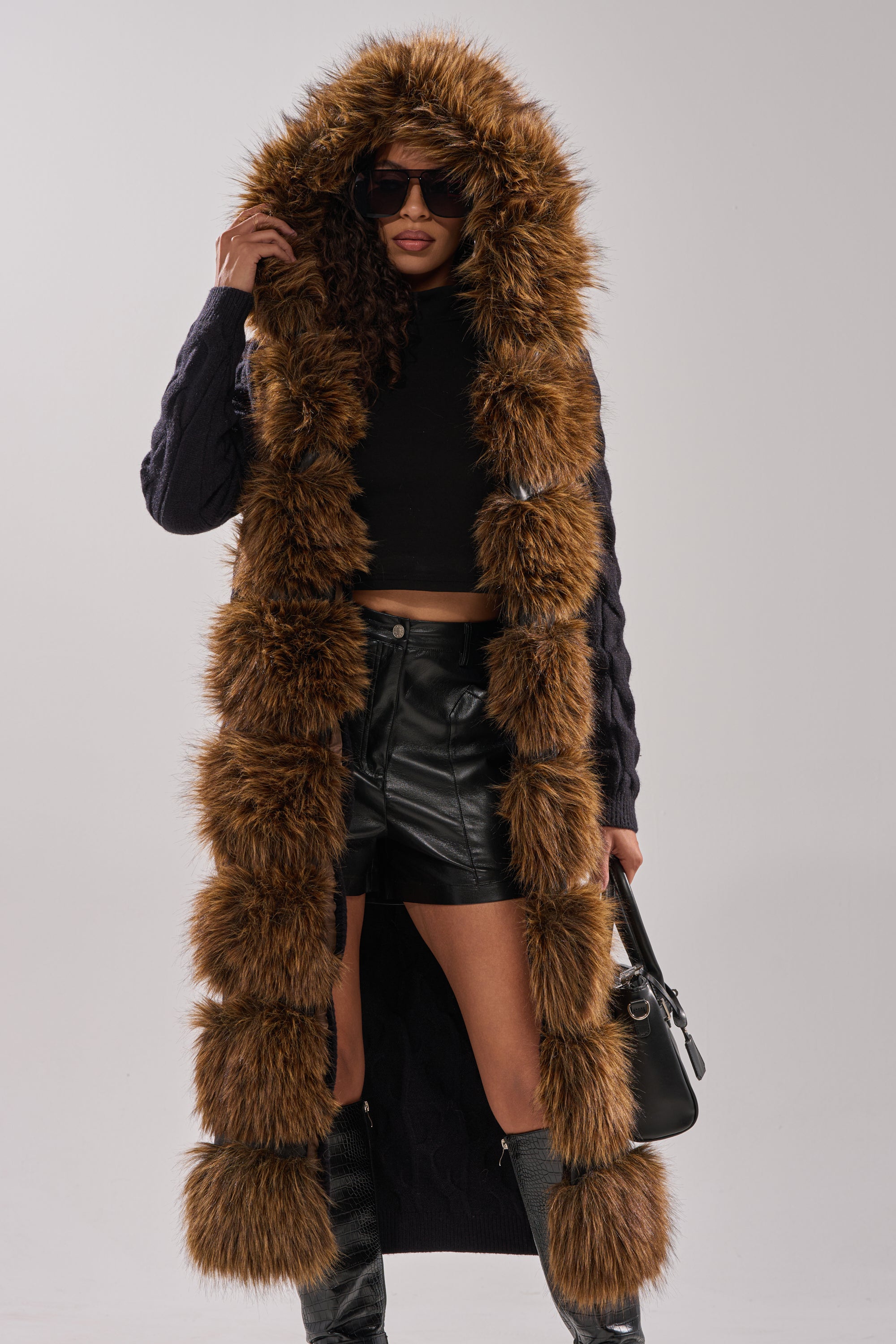 WARM ME UP LONG CARDIGAN WITH FUR