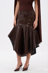 RELAX WITH ME CROCODILE MIDI SKIRT
