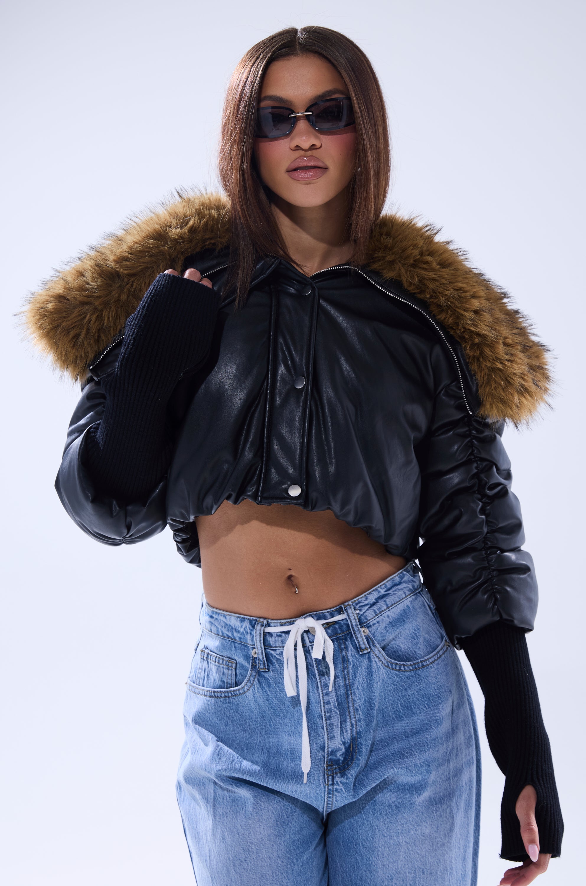 KICKBACK FUR TRIM BOMBER