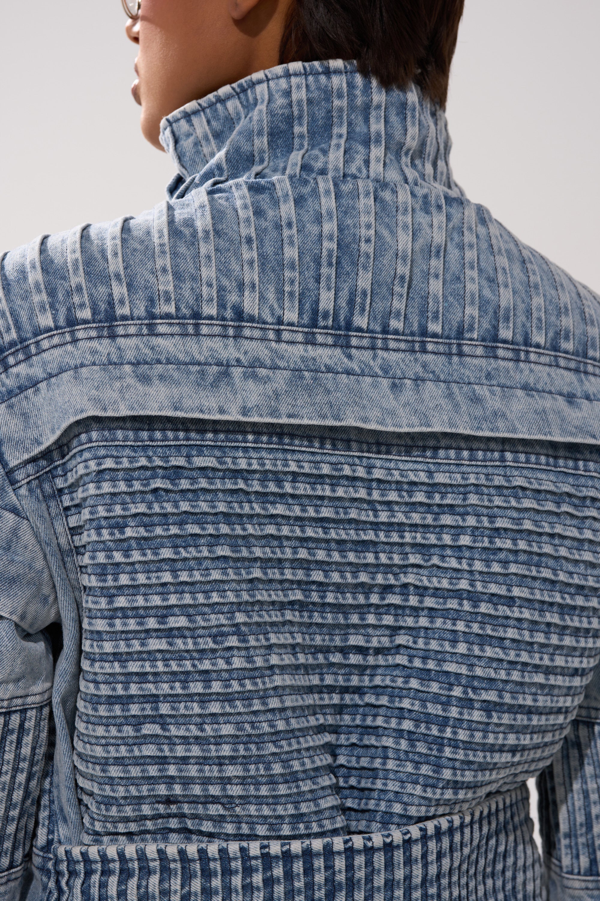 VORTEX DENIM TRENCH COAT IN BLUE