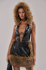 ATE DOWN PU MINI DRESS