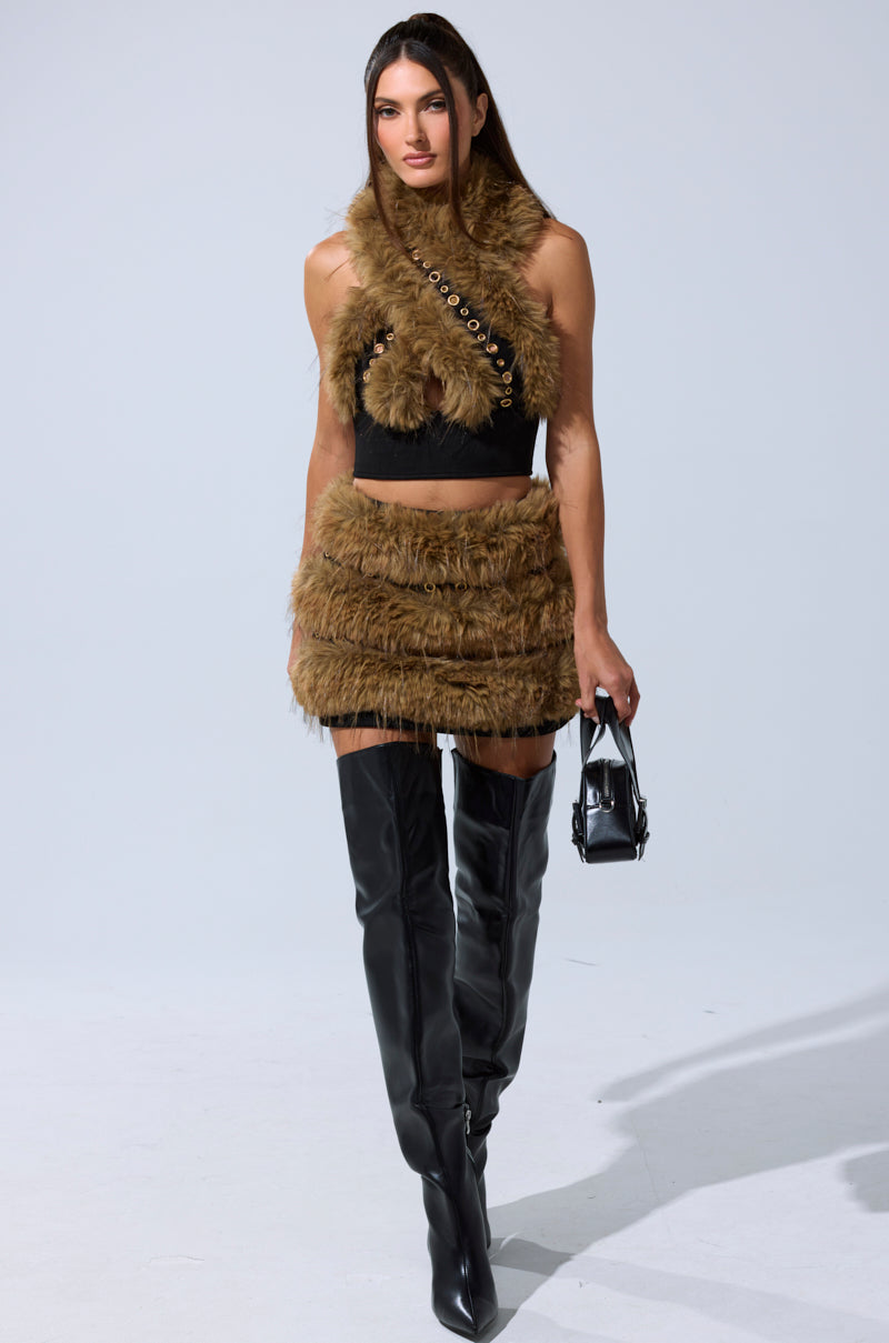 WILD AND FREE FUR MINI SKIRT