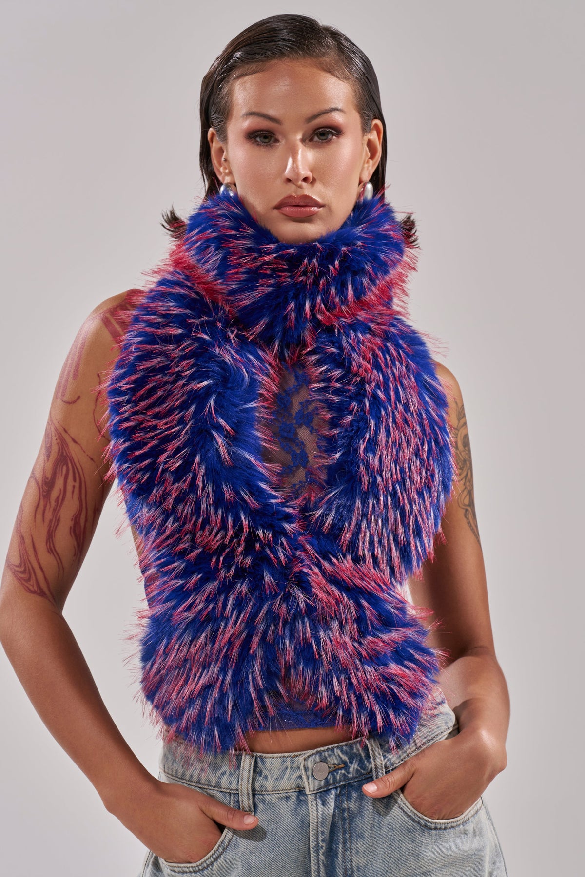 FEEL ME BABY FUR BLOUSE IN BLUE