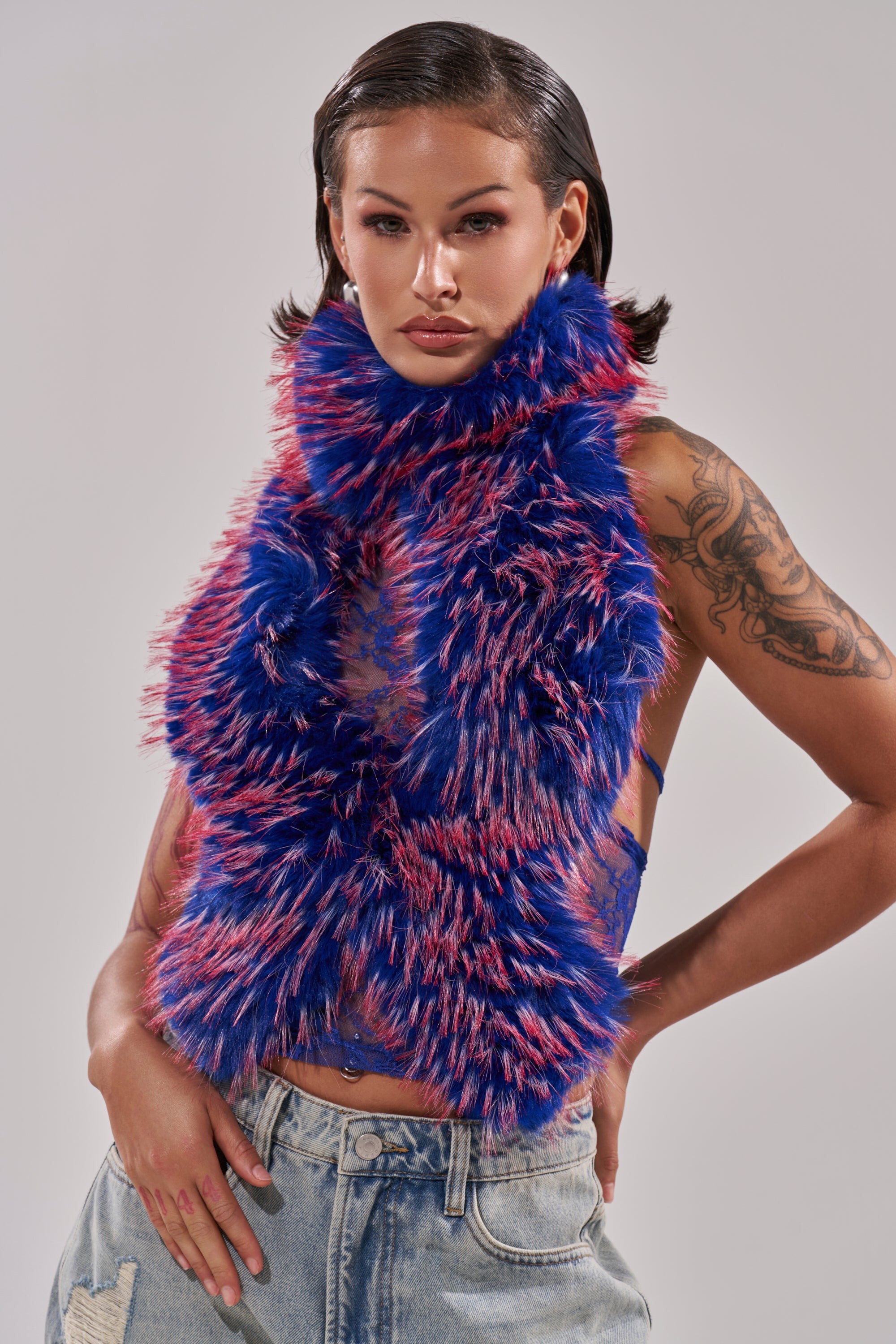 FEEL ME BABY FUR BLOUSE IN BLUE