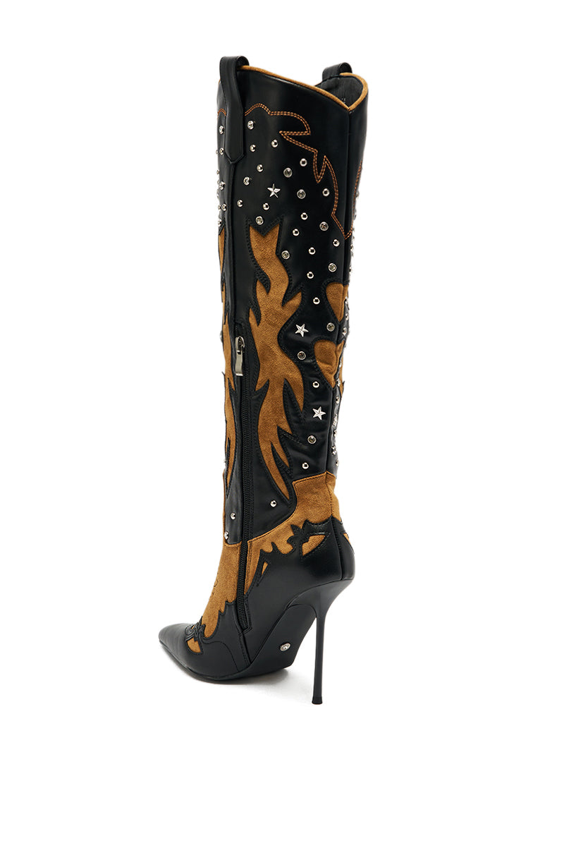 AKIRA GOLD KALPANAS BLACK MULTI STILETTO WESTERN BOOT
