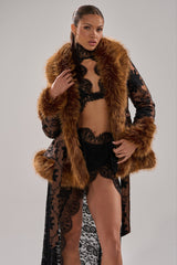 KENZY FUR TRIM MOTO IN JACQUARD