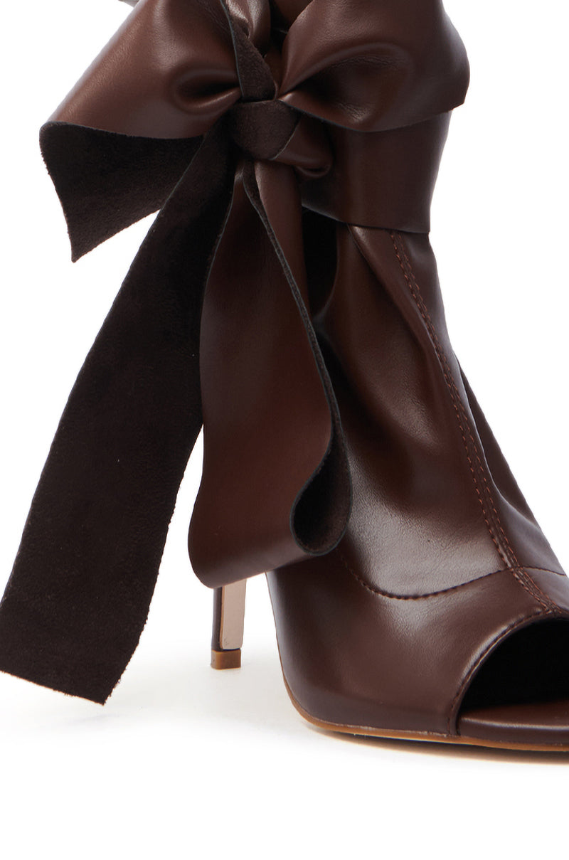AZALEA WANG KLARICE BROWN OPEN TOE BOOTIE