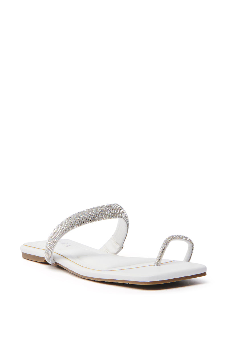 AKIRA LAVEDA WHITE EMBELLISHED FLAT SANDAL