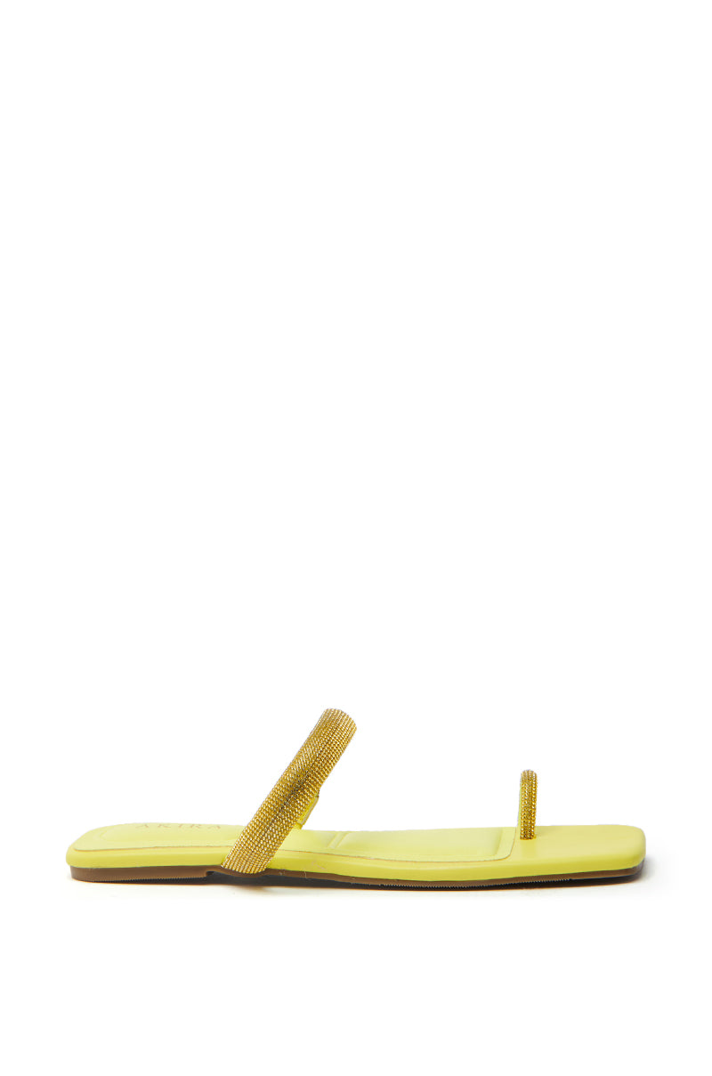 AKIRA LAVEDA YELLOW EMBELLISHED FLAT SANDAL