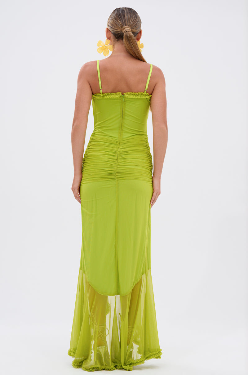 TATI RUFFLE MAXI DRESS IN LIME
