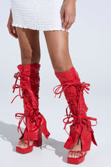 AZALEA WANG LENNOX 2 IN 1 STRAPPY SANDAL IN RED