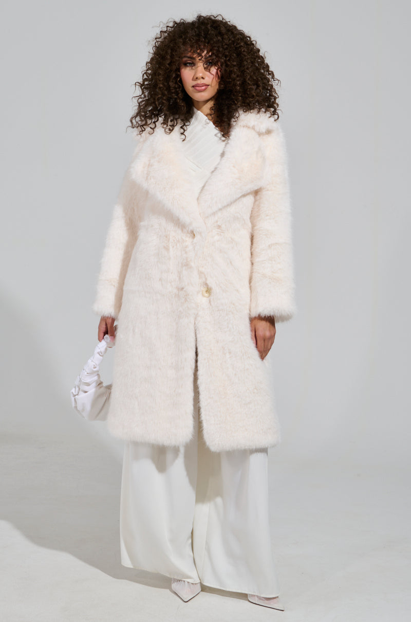 LENOX FAUX FUR TRENCH IN IVORY