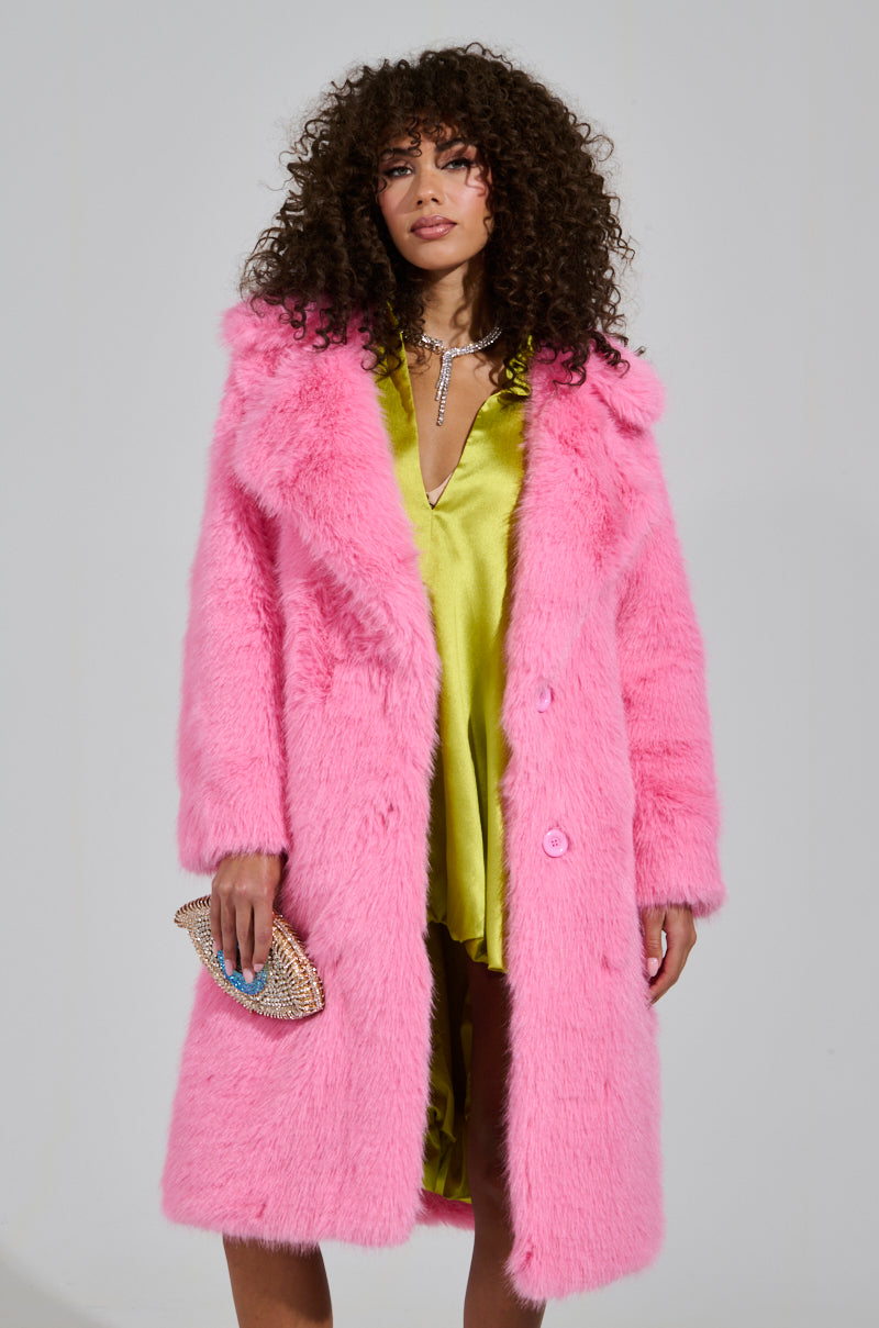 LENOX FAUX FUR TRENCH IN PINK