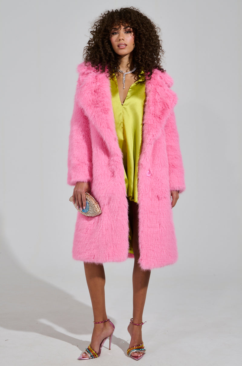 LENOX FAUX FUR TRENCH IN PINK