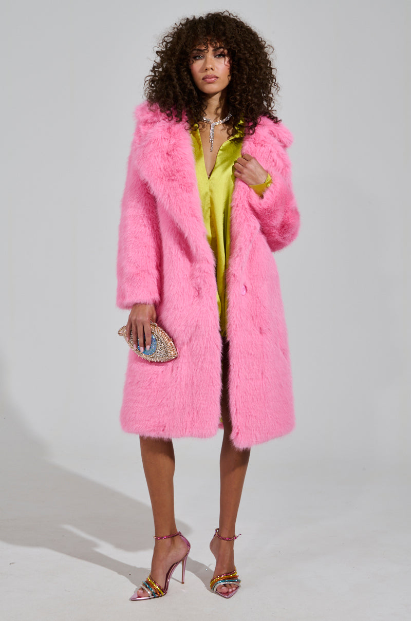 LENOX FAUX FUR TRENCH IN PINK
