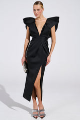 GAGA AT THE OSCARS PUFF SLEEVE MAXI DRESS