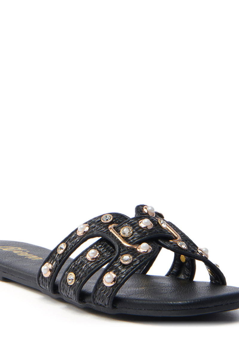 LISA BLACK EMBELLISHED SLIP ON SANDAL