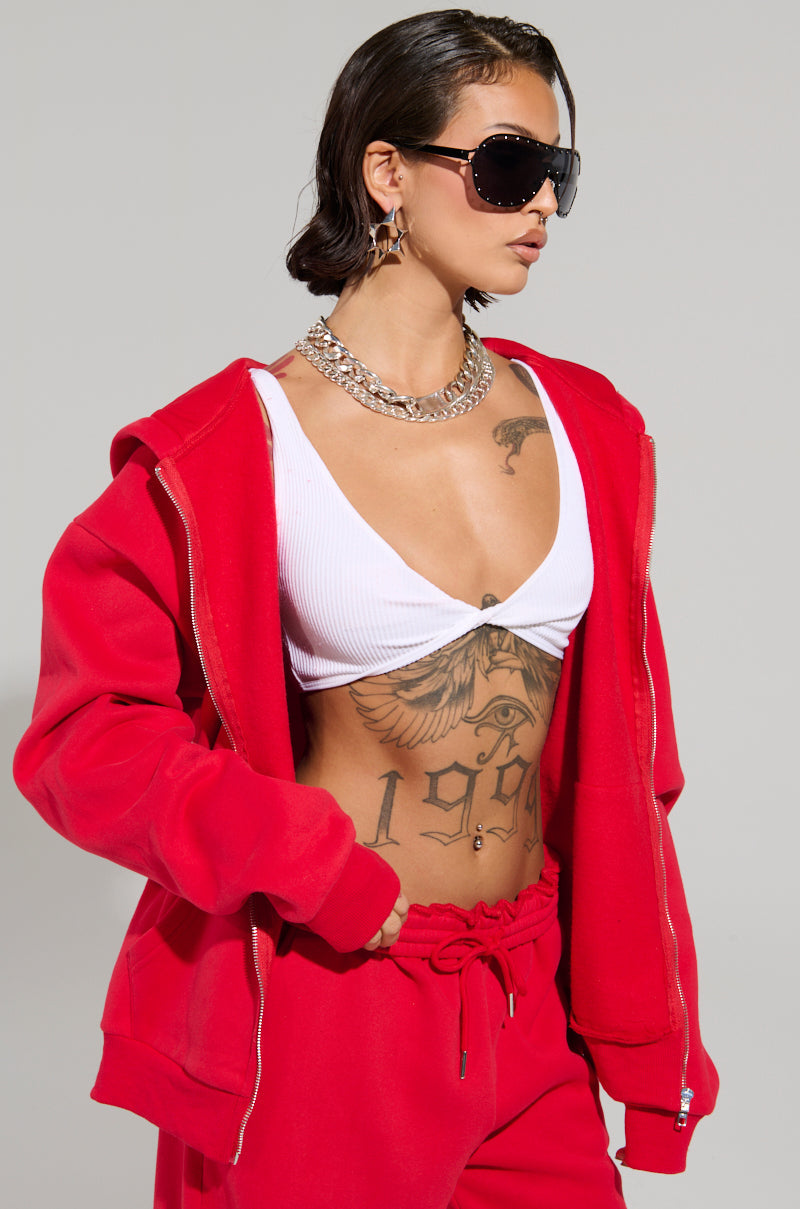 LOVER OVERSIZED ZIP UP SWEATSHIRT