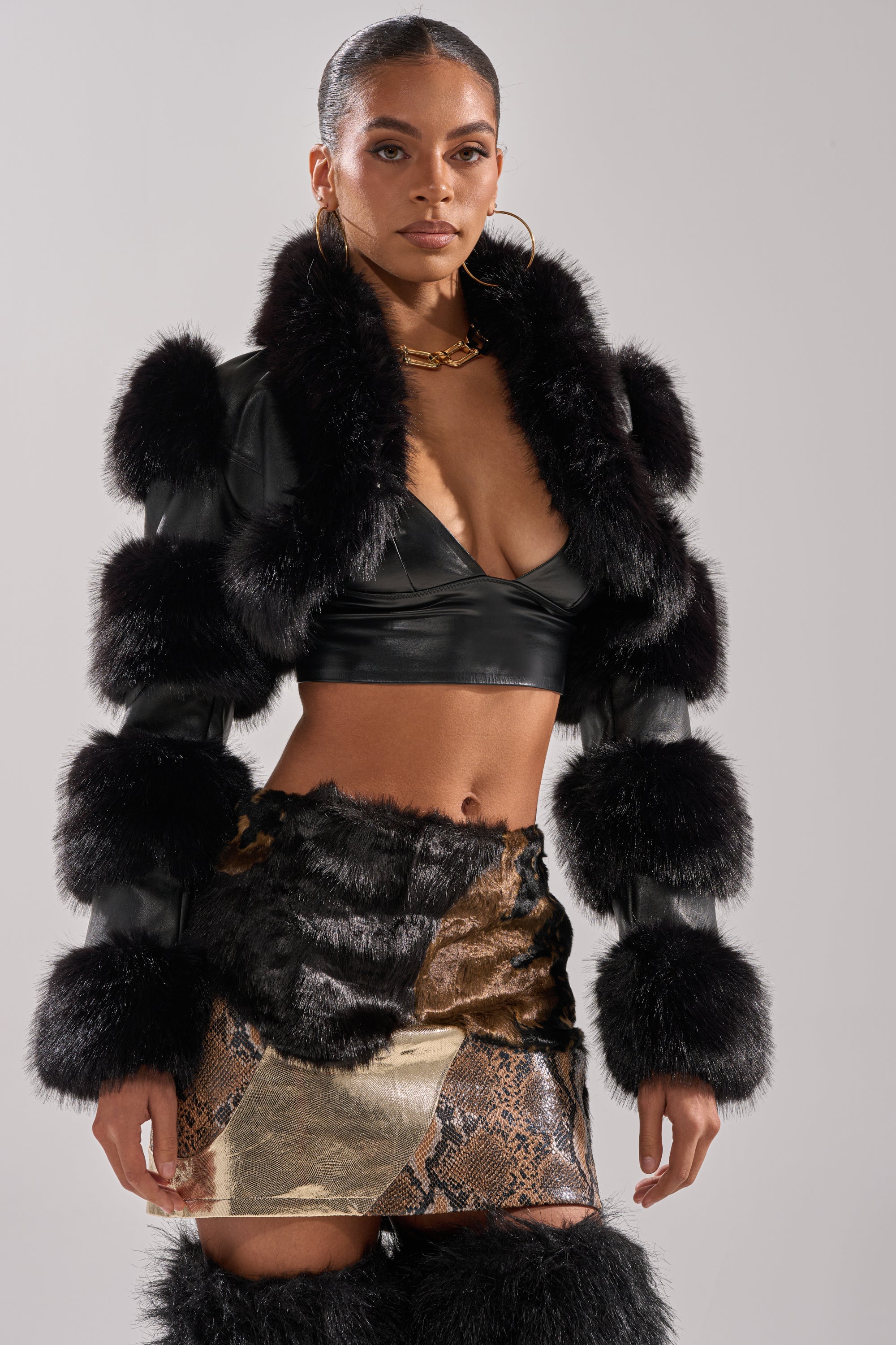 LOVERGIRL ULTRA CROP FUR TRIM MOTO