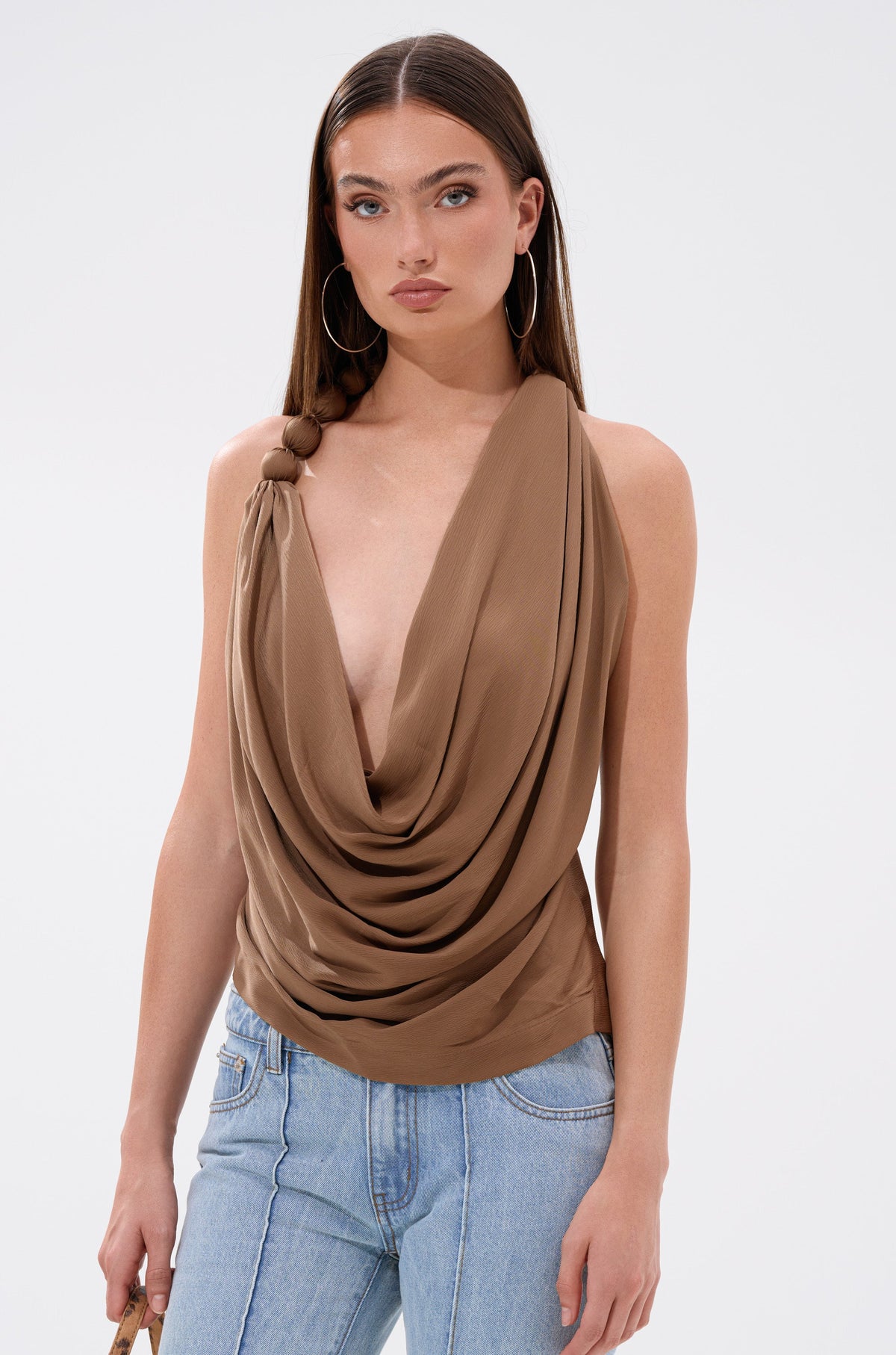 LEXI SATIN COWL NECK BLOUSE