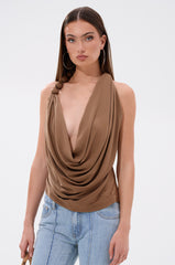 LEXI SATIN COWL NECK BLOUSE