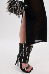 AZALEA WANG LUCAS BLACK ZIPPER DETAIL SANDAL BOOTIE