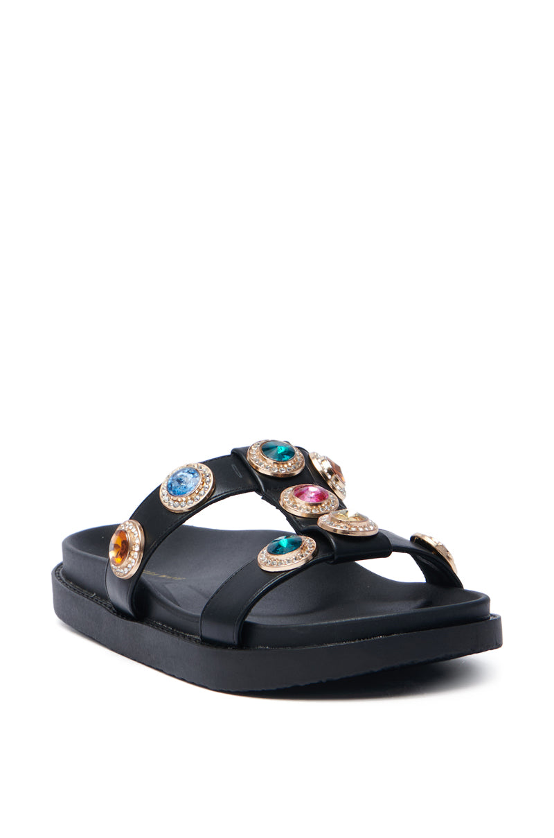 AZALEA WANG LUCIENA BLACK RHINESTONE SANDAL