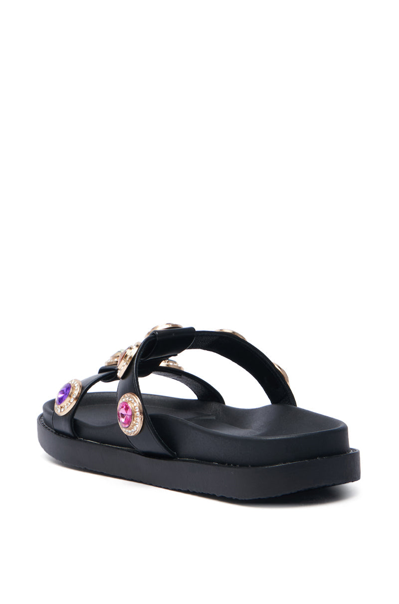 AZALEA WANG LUCIENA BLACK RHINESTONE SANDAL