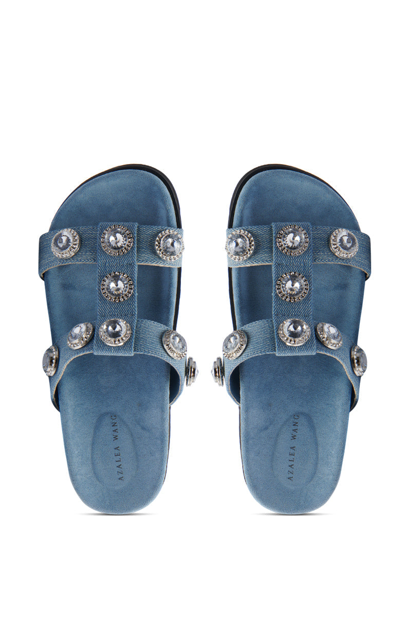 AZALEA WANG LUCINEA DENIM RHINESTONE SANDAL