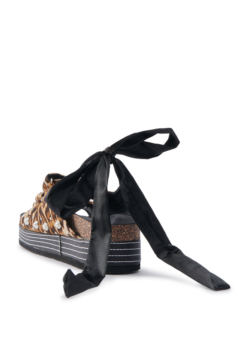 AKIRA MACKLEY LEOPARD FLATFORM SANDAL