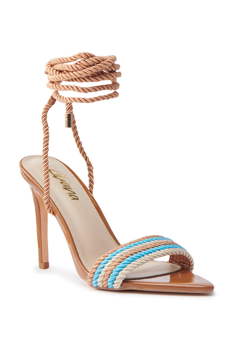 MANSON BROWN ROPE STIELTTO WRAP UP SANDAL