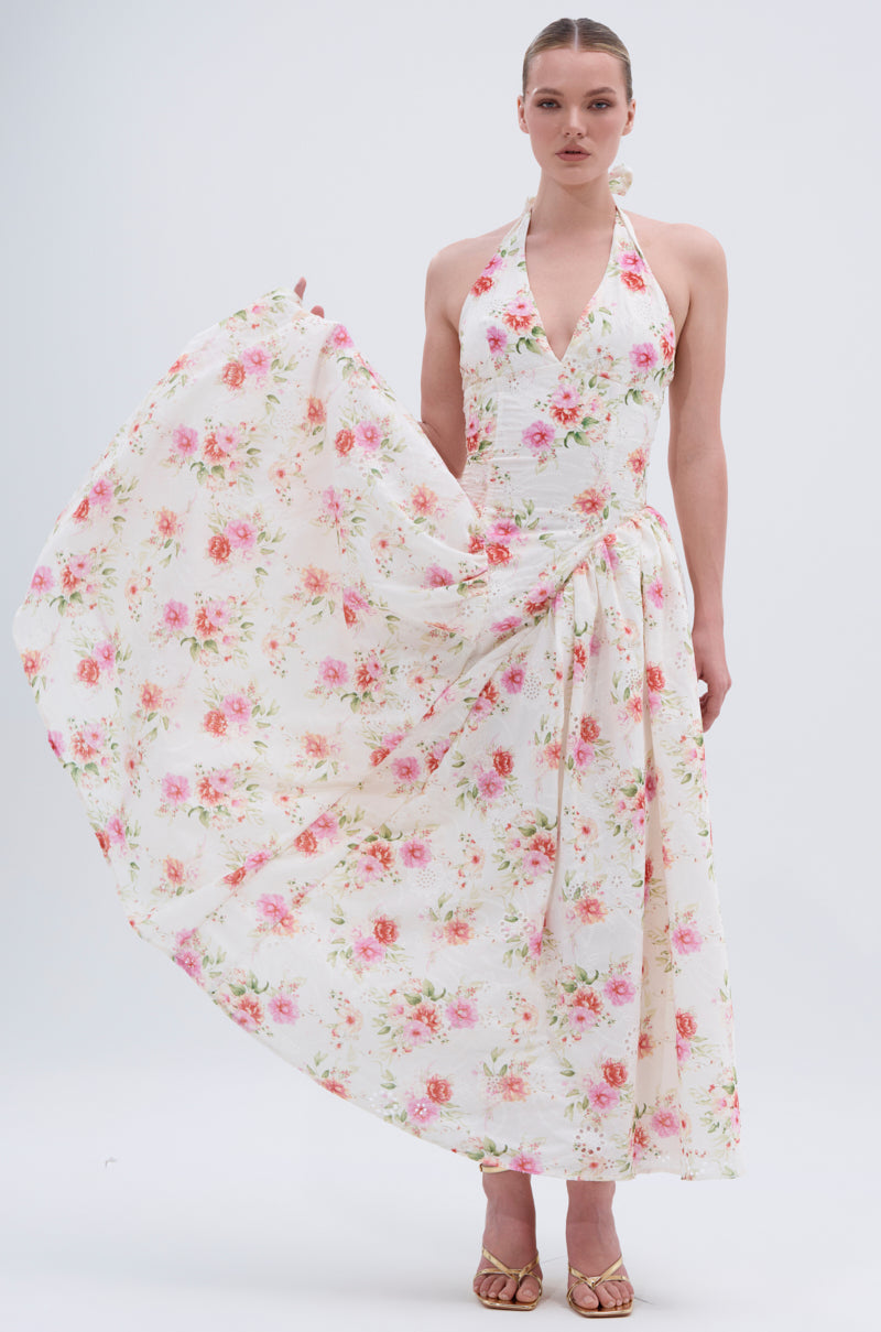 KEEP IT MOVING ON FLORAL MAXI DRESS