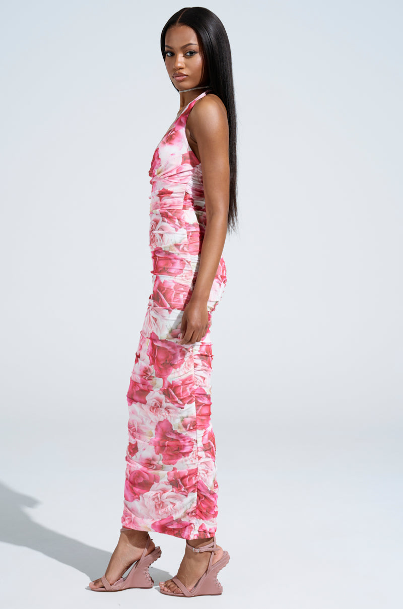 VIOLETS FOR ROSES PRINTED MAXI DRESS