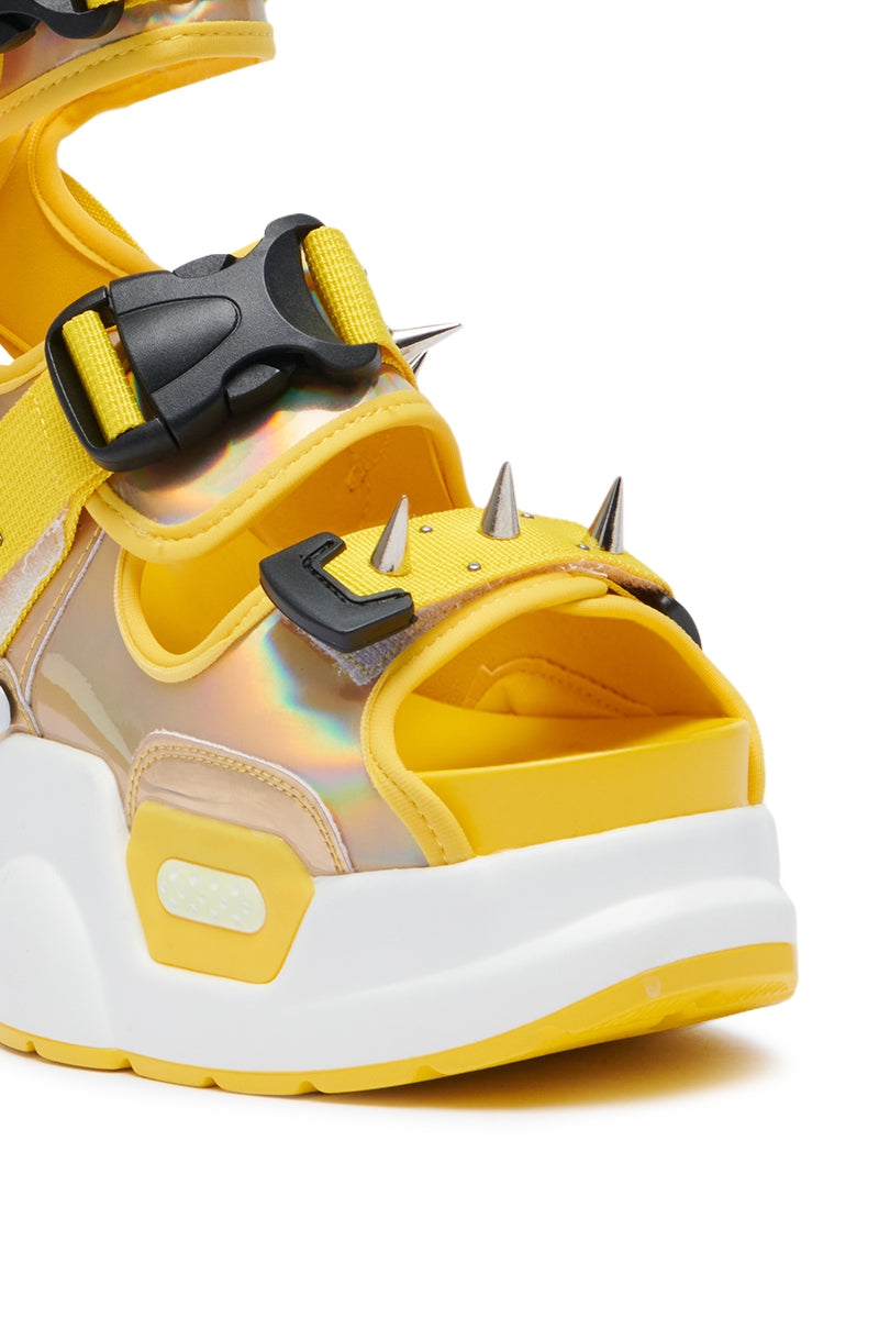 MULBERRY YELLOW SPIKEY FLATFORM SANDAL