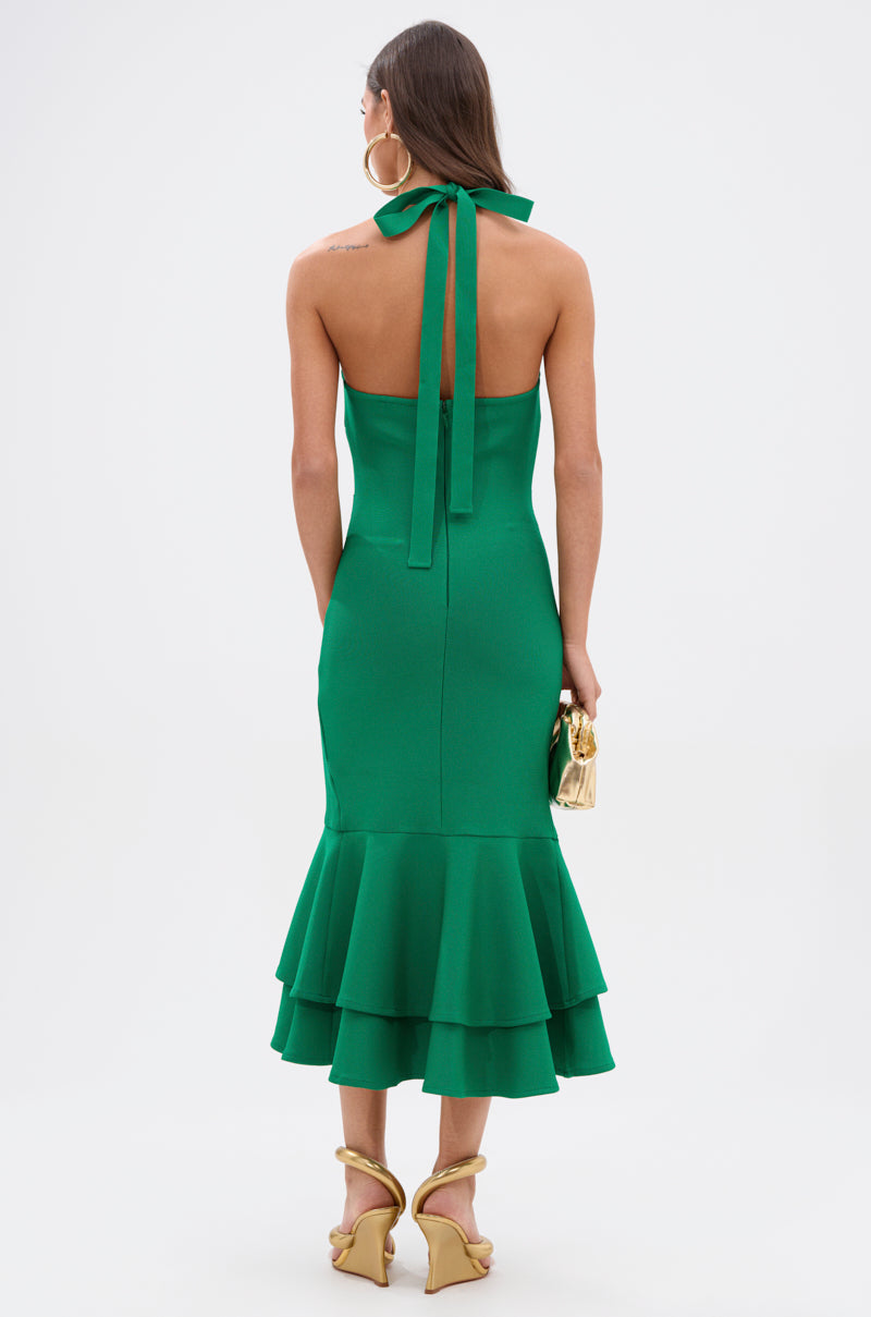LUCY MIDI BANDAGE DRESS IN KELLY GREEN