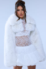 LEILA ULTRA CROP FAUX FUR IN IVORY