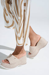  AZALEA WANG NATHALIA BEIGE NOVELTY FLATFORM SANDAL