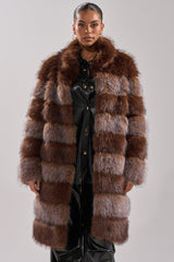 LITTLE BIT OF SPICE PANELED FAUX FUR COAT