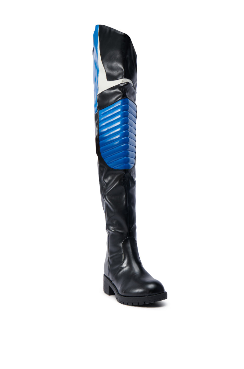NORRIS BLUE AND BLACK FLAT BOOT