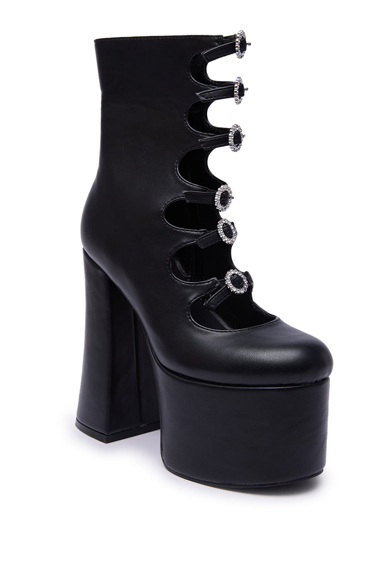 AZALEA WANG OMLEE BLACK ULTRA HIGH PLATFORM BOOTIE