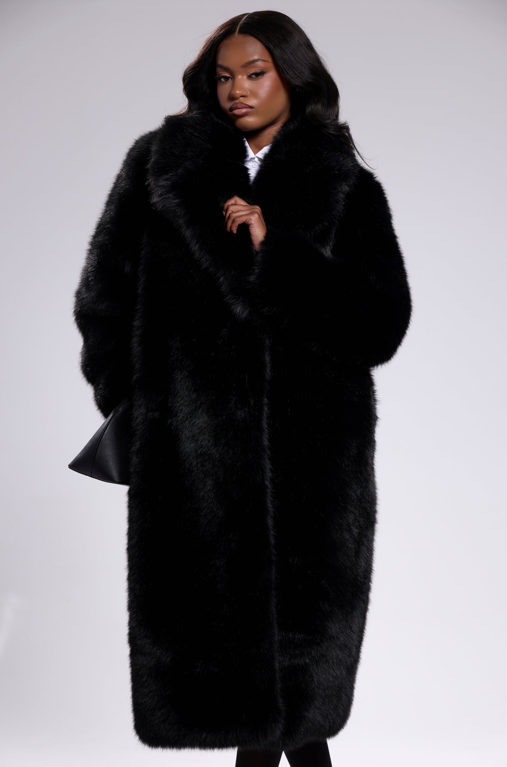 OSLO FAUX FUR COAT IN BLACK