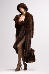 OSLO FAUX FUR COAT IN CHOCOLATE