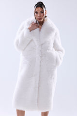 OSLO FAUX FUR COAT IN WHITE