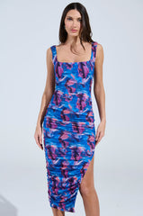 YOU MAKE ME BLUSH ABSTRACT MIDI DRESS