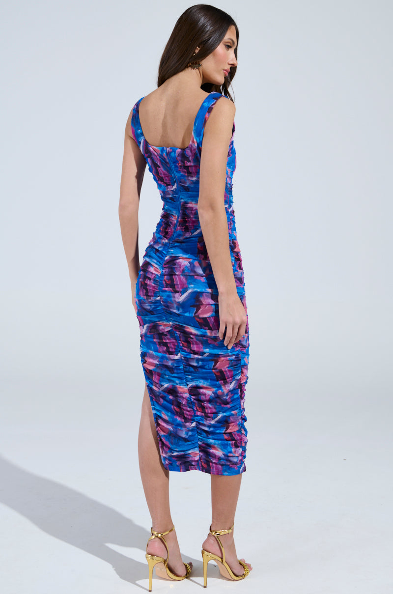 YOU MAKE ME BLUSH ABSTRACT MIDI DRESS