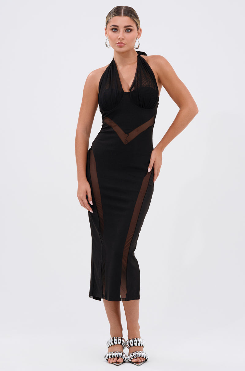 HIGH SOCIETY MIDI DRESS WITH CUTOUTS