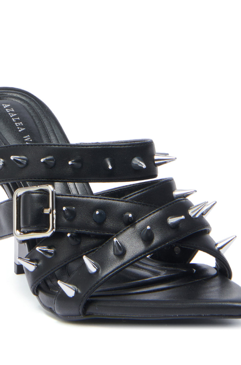 AZALEA WANG PEREGRINE BLACK STUD AND SPIKE MULE SANDAL